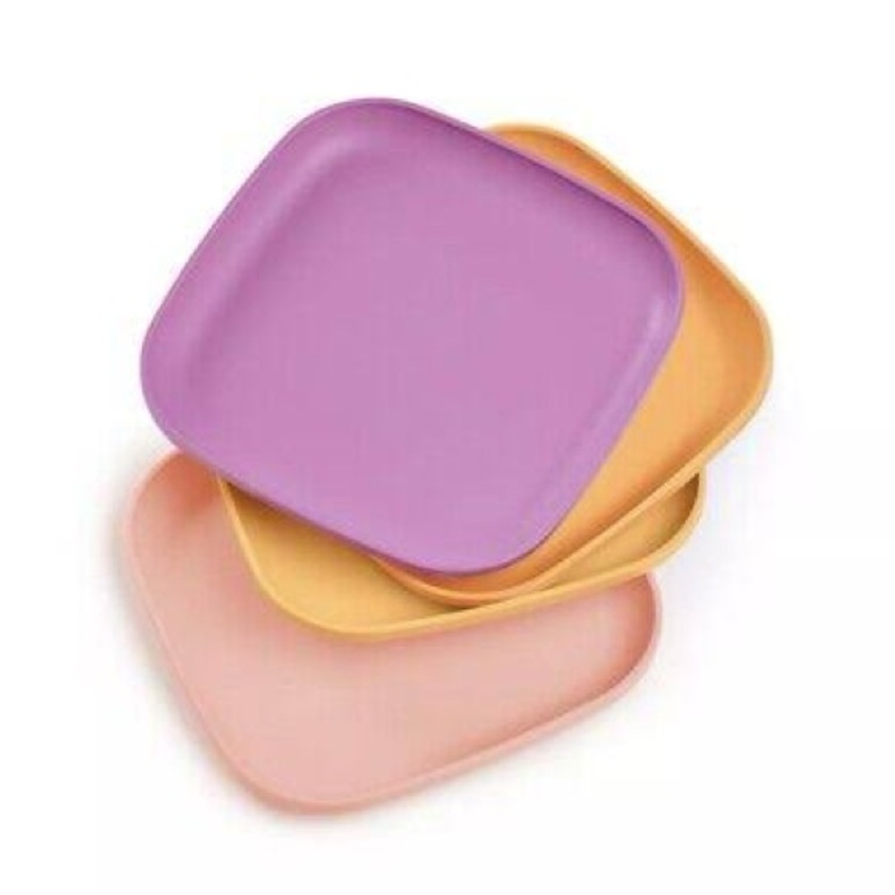 Set of Three Colorful Square Plates